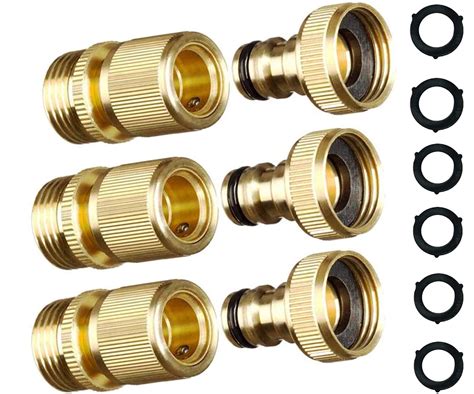 Snapklik.com : Quick Connect Garden Hose Fittings 3 Pack Solid Brass ...