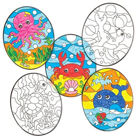 Buy Baker Ross Underwater Sealife Color-in Window Decorations (Pack of ...