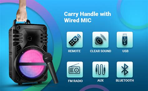 IKALL IK 30-Watt Portable Bluetooth Speaker with Wired mic Karaoke, RGB ...