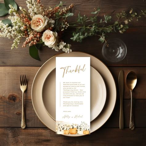 Thanksgiving Place Cards Template: Customizable Table Setting (digital ...