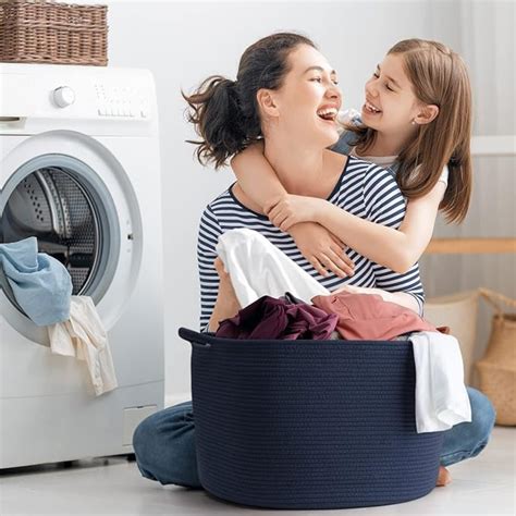 Modern Spacious Cotton Rope Basket - Blue – JASMEY HOMES