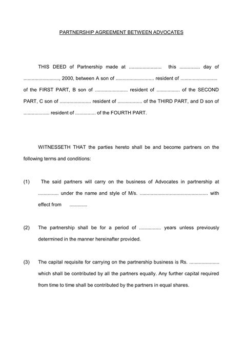 Partnership Agreement Form 的图像结果