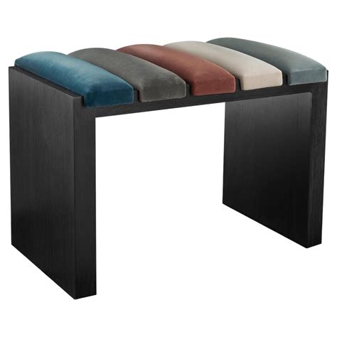 Piano Black wenge veneer and velvet fabric stool For Sale at 1stDibs ...
