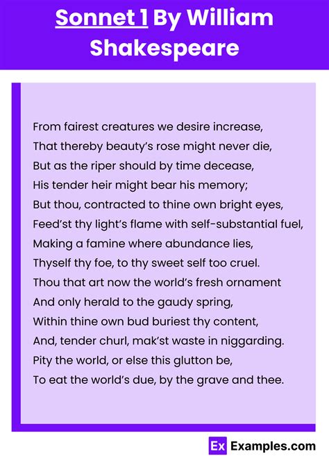 Sonnet 1 Poem by William Shakespeare to Download