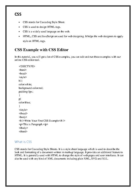 CSS Notes: Understanding Cascading Style Sheets for Web Design - Studocu
