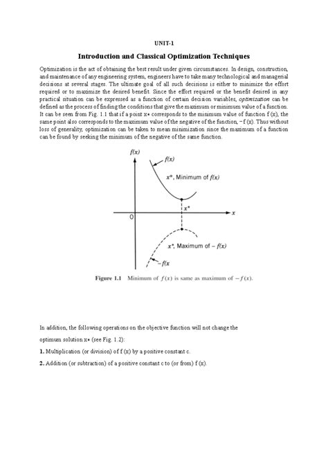 Unit 1 notes on classical optimization techniques in engineering - Studocu