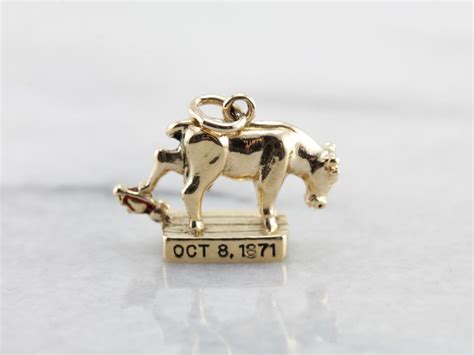 October 8 1871 gold charm representing the great fire of chicago mrs o ...