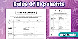Eighth Grade Math Basic Skills Exponents Practice Worksheet