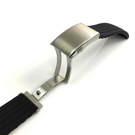 Hamilton Compatible Black Silicone Rubber Strap Replacement Watch Band ...