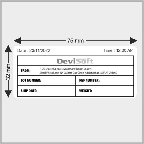 75MM X 32MM LABEL – 1UP – Devisoft POS Accounting Software