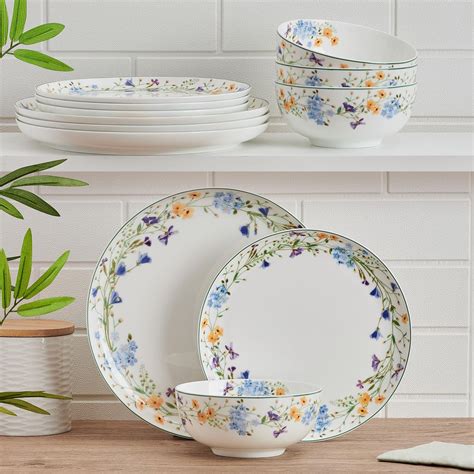 Mikasa Seaside Coastal Bone China Lightweight Chip Resistant 12 Piece ...