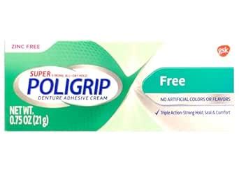 (5 Pack) Super Poligrip Denture Adhesive Cream - Strong, All-Day Hold ...