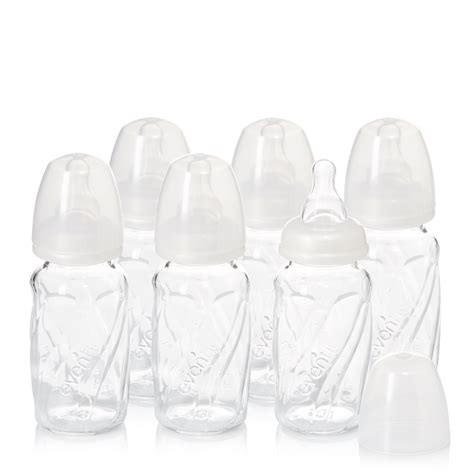 Evenflo Feeding Vented + BPA-Free Glass Baby Bottles, 4oz, Clear, 6ct ...