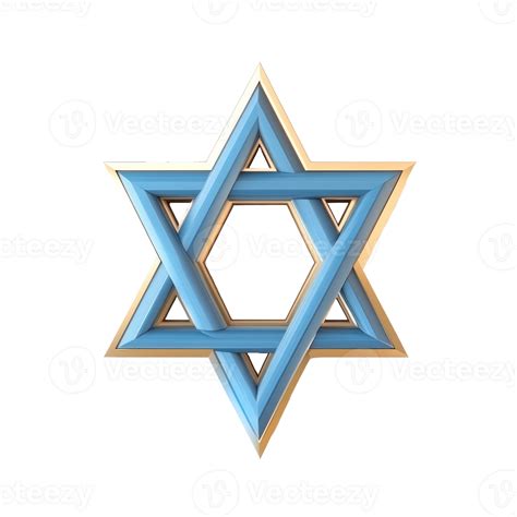 the pretty Gold and blue Judaism religious symbol star of david 3D icon ...