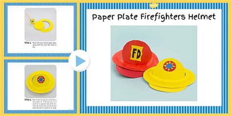 Paper Plate Firefighters Hat Craft Instructions PowerPoint - hat