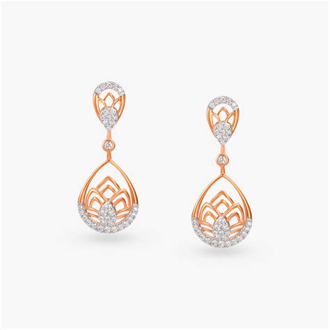 Lotus Allure Diamond Drop Earrings