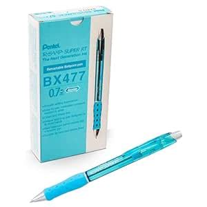 Pentel RSVP Super RT Ballpoint Pen, (0.7mm) Fine Line, Sky Blue Ink ...