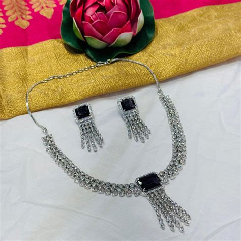 Ethereal ad stone with blue stone silver chain necklace – Emporia Jewels
