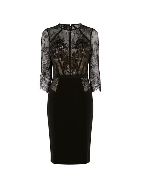 Karen Millen Beaded Embroidered Victorian Dress, Black at John Lewis ...