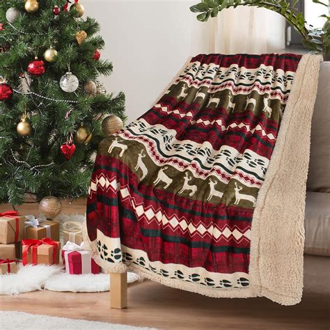 Amazon.com: Christmas Throw Sherpa Blanket 50" x 60" Xmas Pattern ...