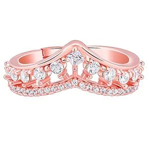 GIVA 925 Silver Rose Gold Shiny Vanki Ring, Adjustable | Gifts for ...