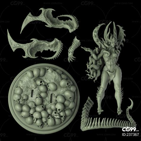 恶魔女巫 恶魔 女巫 雕像 雕塑 塑像【可打印】-cg模型免费下载-CG99