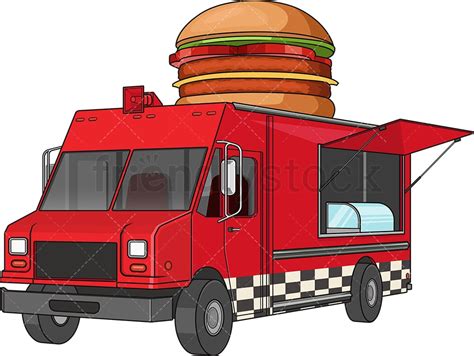Hamburger Food Truck Cartoon Vector Clipart - FriendlyStock