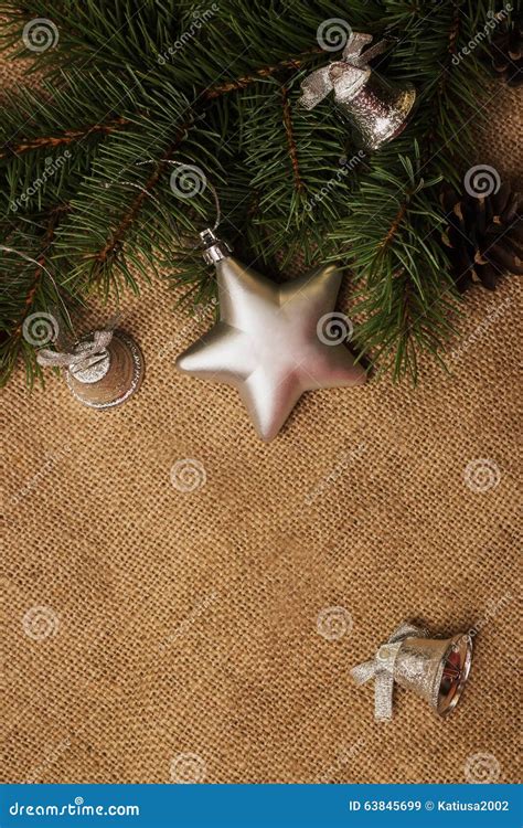 Fir-cones, Christmas Decorations and Fur-tree Branch Stock Image ...