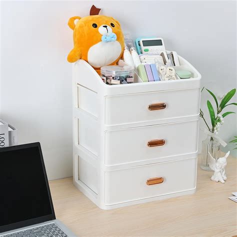 Eono White Storage Box Drawer - Multipurpose Plastic Desktop Stackable ...