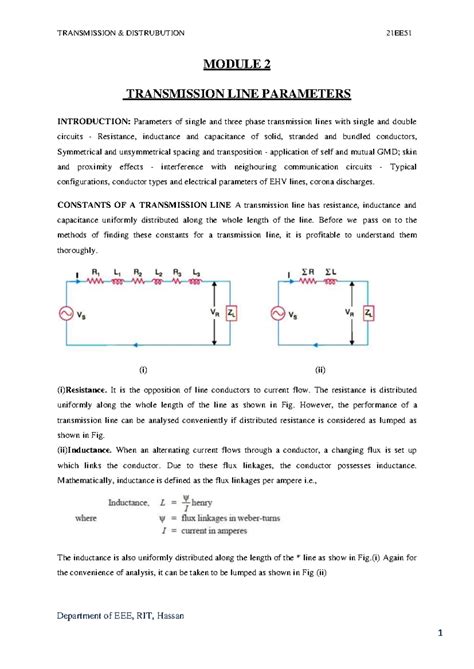 Module 2- Line Parameters - Department of EEE, RIT, Hassan MODULE 2 ...