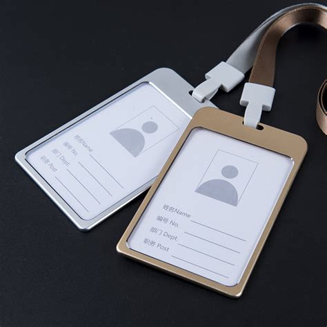 水晶亚克力证件卡套透明胸卡工作卡套带挂绳员工证件门禁工牌厂牌-阿里巴巴
