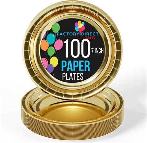 Amazon.com: Exquisite Gold Paper Plates 7 Inch 100 Count - Gold 7 Inch ...