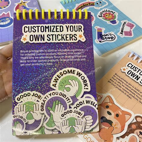 Custom Kiss Cut Sticker Book Printing Adhesive Holographic Waterproof ...