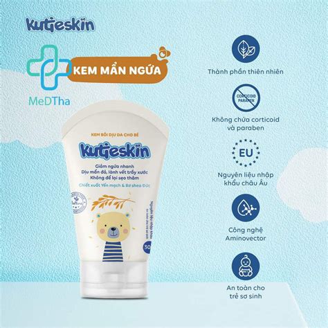 Sẵn Kem bôi dịu da cho bé Kutieskin - Dịu vết mẩn ngứa, rôm sảy, côn ...