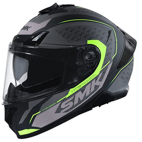 SMK Typhoon Helmet RD1 Gloss Black Grey Yellow GL264 – Destination Moto