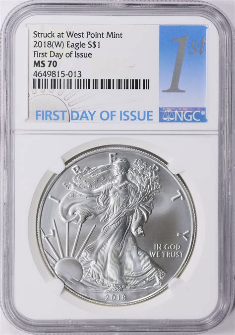 2018-(W) $1 Silver Eagle First Day of Issue Struck at West Point Mint ...