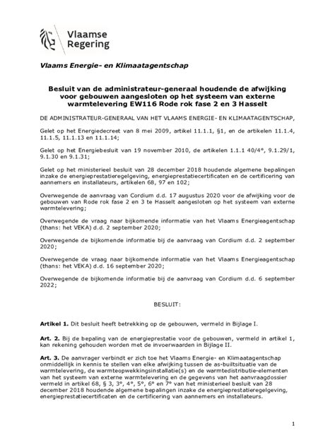 Invulbaar Online en Klimaatagentschap Besluit van de administrateur ...