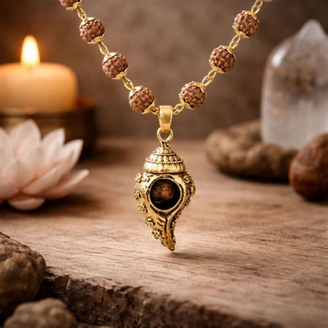 Gold Plated Shiv Shankh Rudraksha Mala – Japam