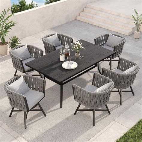 Amazon.com: HAPPATIO 9-Piece Patio Outdoor Dining Set - All Aluminum ...