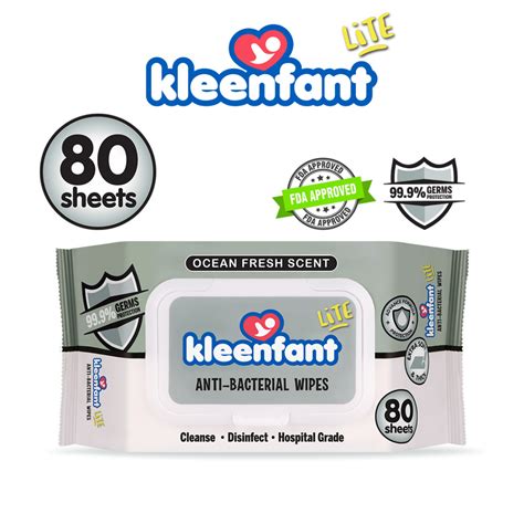 Kleenfant Lite Antibacterial Disinfectant Cleansing Wipes 80 Tender sheets pack of 1 Antibac ...