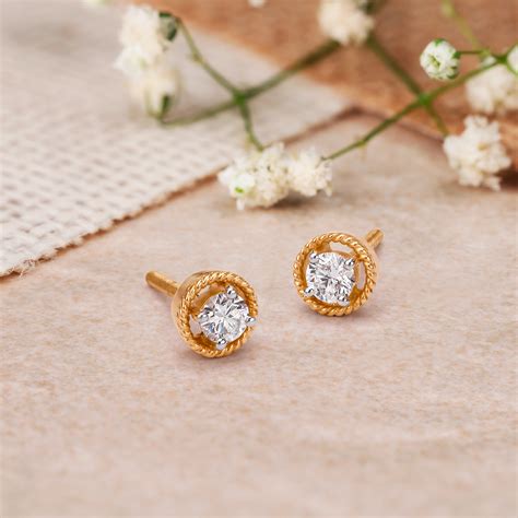 Contemporary Single Stone Diamond Stud Earrings