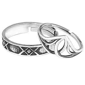 GIVA 925 Silver Oxidised Silver Forever Together Couple Bands ...