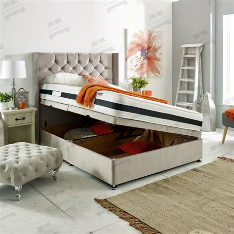 Richmond Beds Chesterfield Winged Ottoman Divan Bed with Storage India ...
