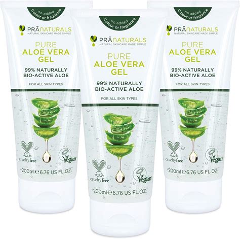 PraNaturals Pure Aloe Vera Gel 200ml – Soothing & Hydrating, Rich in vitamins, for bug bites and ...