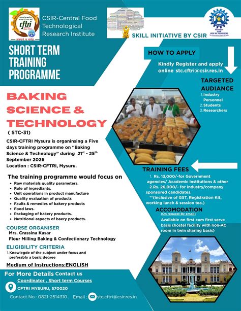 Training Schedule | CSIR-CFTRI