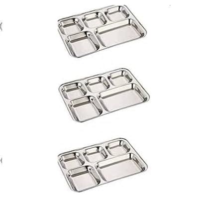 Buy Compartment Thali Steel Compartment Plates 5 in 1 Peck Of 3 ...
