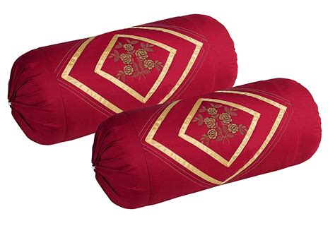 Rj Products ™ Flower Cotton Embroidery Bolsters Covers Set of 2 Piece ...