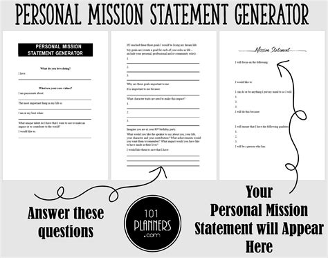 Personal Mission Statement Generator | Instant Download