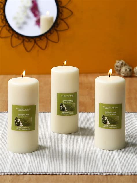 HOSLEY Pack of 3|6 Inch Long Each|Sweet Pea Jasmine Fragrance White ...