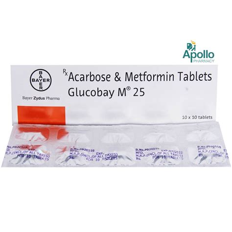 Glucobay M 25 Tablet | Uses, Side Effects, Price | Apollo Pharmacy